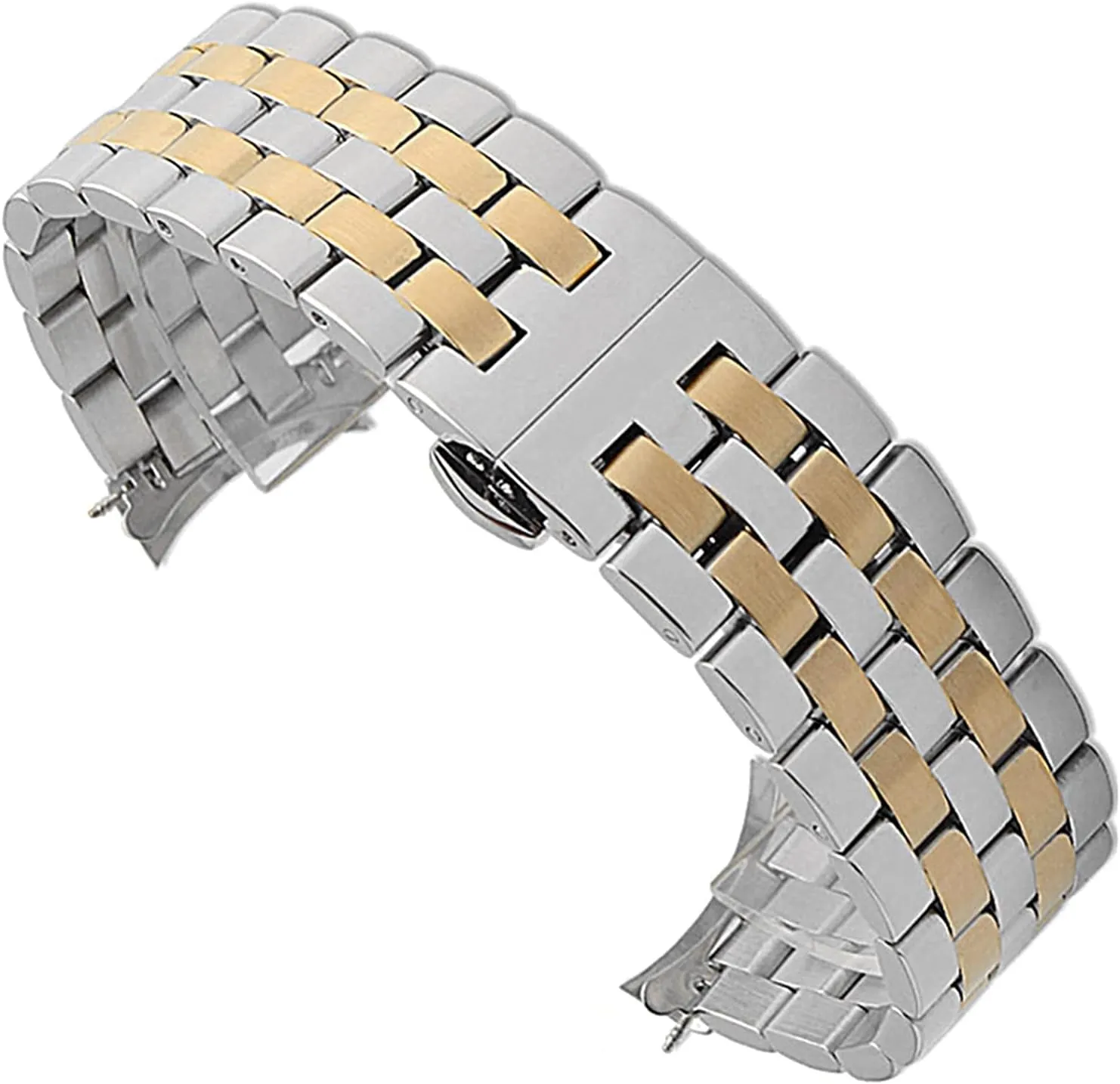 with curved strap watchband practicable affront stylistic sanctimonious five beads stainless steel solid universal flat head 