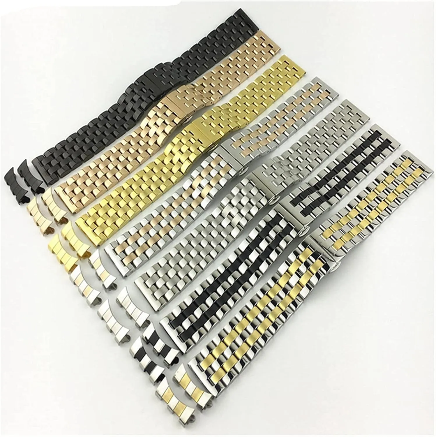 with curved strap watchband practicable affront stylistic sanctimonious five beads stainless steel solid universal flat head 