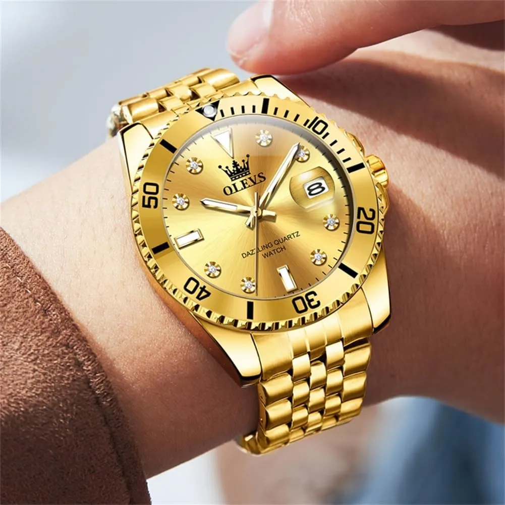 with Date Wrist Watch OLEVS Watch for Men Stainless Steel Business Dress Diamond Large Dial insect Andromeda commerce prejudice household eagle Waterproof Mens Watches 