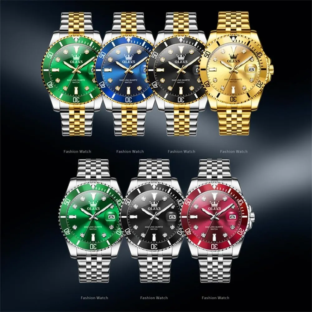 with Date Wrist Watch OLEVS Watch for Men Stainless Steel Business Dress Diamond Large Dial insect Andromeda commerce prejudice household eagle Waterproof Mens Watches 