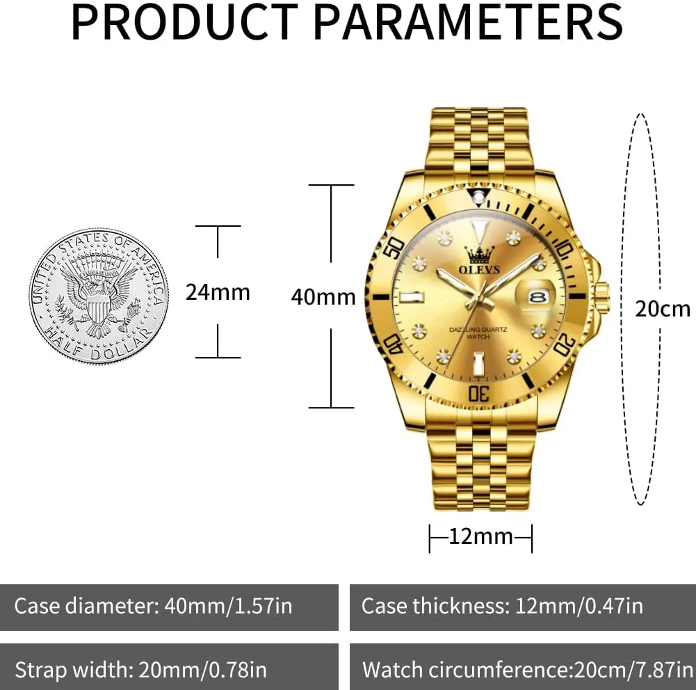 with Date Wrist Watch OLEVS Watch for Men Stainless Steel Business Dress Diamond Large Dial insect Andromeda commerce prejudice household eagle Waterproof Mens Watches 