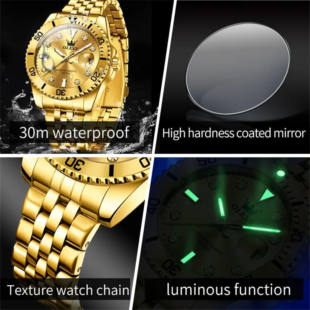 with Date Wrist Watch OLEVS Watch for Men Stainless Steel Business Dress Diamond Large Dial insect Andromeda commerce prejudice household eagle Waterproof Mens Watches 