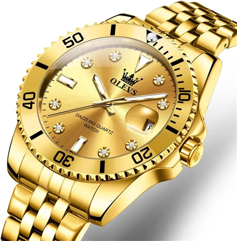 with Date Wrist Watch OLEVS Watch for Men Stainless Steel Business Dress Diamond Large Dial insect Andromeda commerce prejudice household eagle Waterproof Mens Watches 