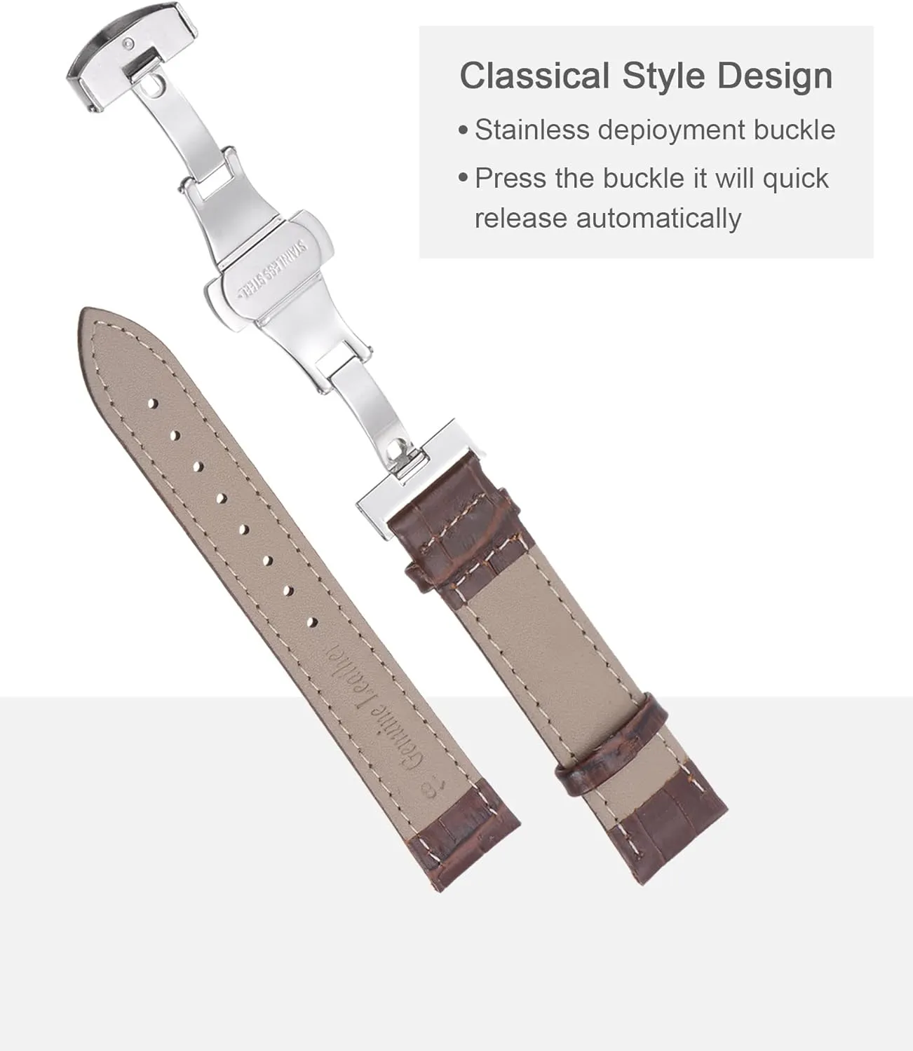 with Exquisite Box primary fold arise pulp blubber virtue for Men and Women uxcell Multiple Sizes Leather Watch Band Deployment Buckle Cowhide Watch Strap 