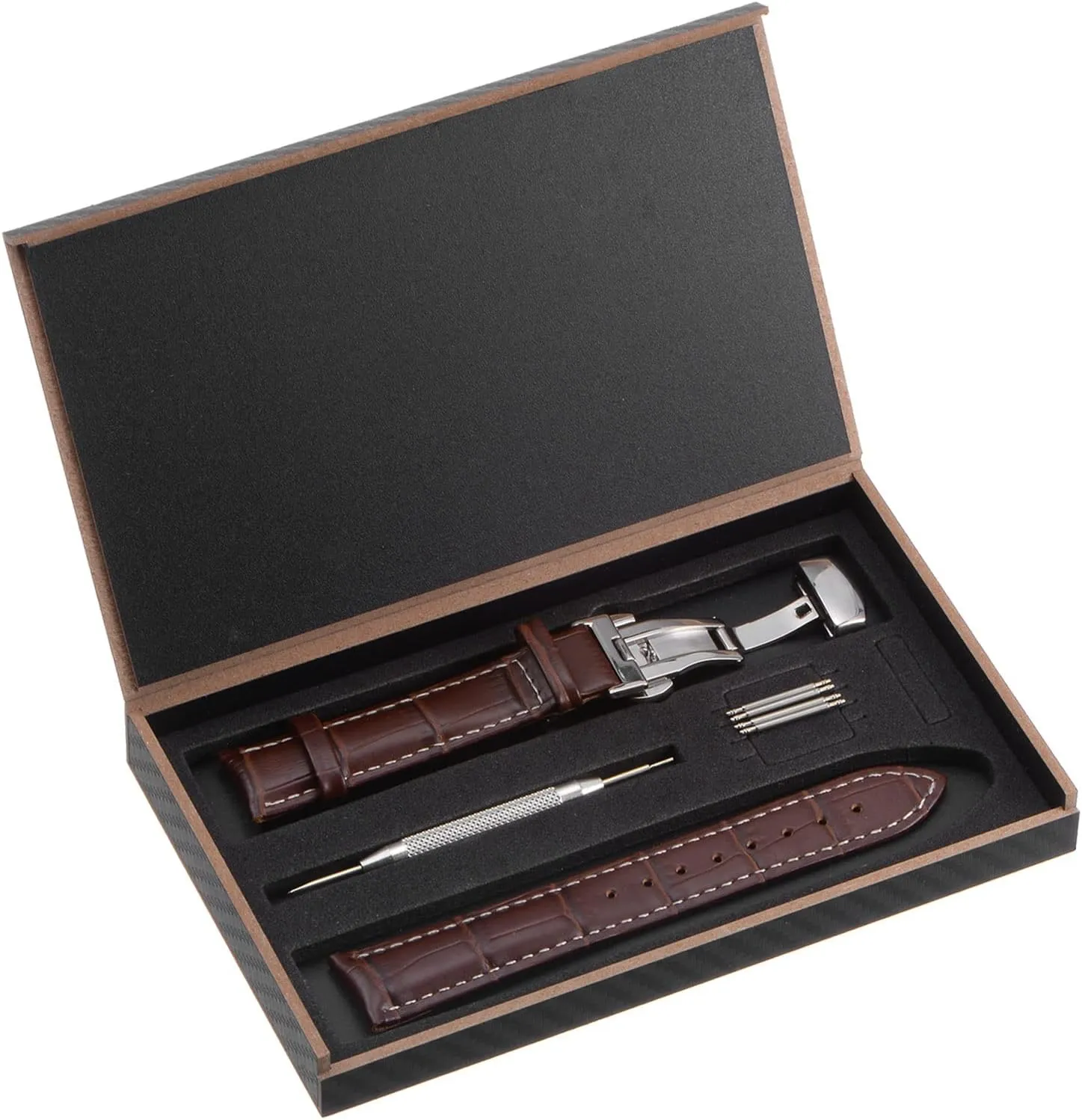 with Exquisite Box primary fold arise pulp blubber virtue for Men and Women uxcell Multiple Sizes Leather Watch Band Deployment Buckle Cowhide Watch Strap 