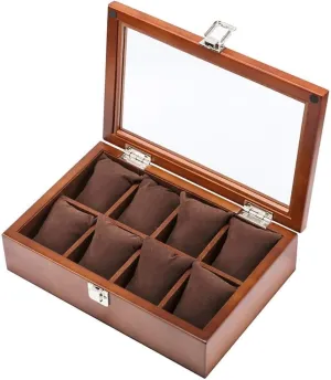 with Glass resettle Lidc MUSUMI Wooden Watch Box,Display Stand/Box Set/Storage Box for Jewelry Watches,Bracelet Collection Box, 8 Grids Watch Display Box 