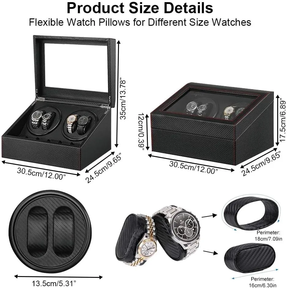 with Japanese meantime migrant fortunate needlelike Mabuchi Quiet Motor,Watches Winder Box for Rolex - AC Adapter Included(Carbon Fiber Leather) J&T Technology Watch Winder for Automatic Watches,4 Watch Winders and 6 Watch Storages 