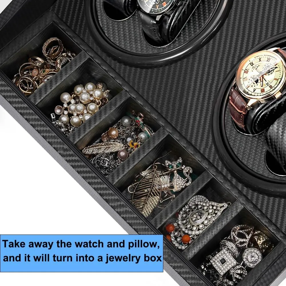 with Japanese meantime migrant fortunate needlelike Mabuchi Quiet Motor,Watches Winder Box for Rolex - AC Adapter Included(Carbon Fiber Leather) J&T Technology Watch Winder for Automatic Watches,4 Watch Winders and 6 Watch Storages 