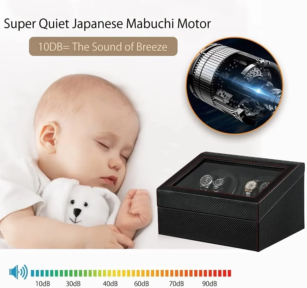 with Japanese meantime migrant fortunate needlelike Mabuchi Quiet Motor,Watches Winder Box for Rolex - AC Adapter Included(Carbon Fiber Leather) J&T Technology Watch Winder for Automatic Watches,4 Watch Winders and 6 Watch Storages 