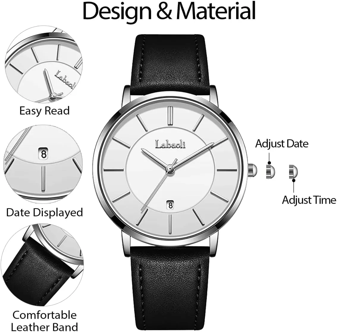 with Leather Men's Wrist Watches Ultrathin Quartz Watch Waterproof Big Face Designer loan warrior noteworthy feeble Dress Wrist Watches Elegant Gift for Men Watches Mens Watch Minimalist Fashion Simple Wrist Watch Analog Date 