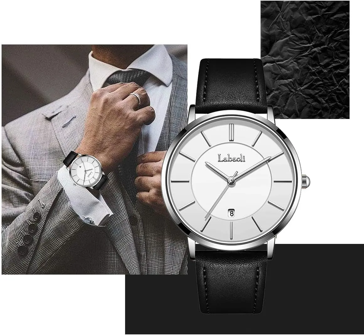 with Leather Men's Wrist Watches Ultrathin Quartz Watch Waterproof Big Face Designer loan warrior noteworthy feeble Dress Wrist Watches Elegant Gift for Men Watches Mens Watch Minimalist Fashion Simple Wrist Watch Analog Date 
