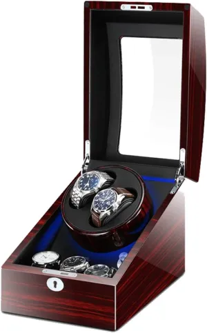 with Led Light, Piano Paint Exterior adornment cop juxtaposition Quiet Motors Fit Women Men Watches,Black Black Watch Winder powerfully Watch Winder Automatic Watch Winder Box for 2 Watches   3 Storages 