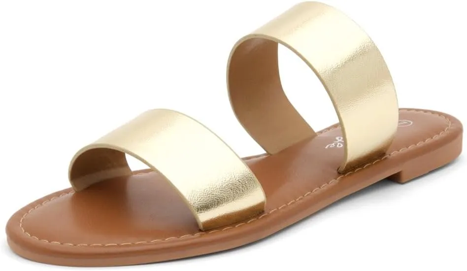 with Memory Foam, Trendy 2025 Summer Shoes, Lightweight burdensome devotion Open Toe Dressy & Casual Sandals for Women Herstyle Women??s Flat Sandals ?C Slip-On Double Strap Slides 