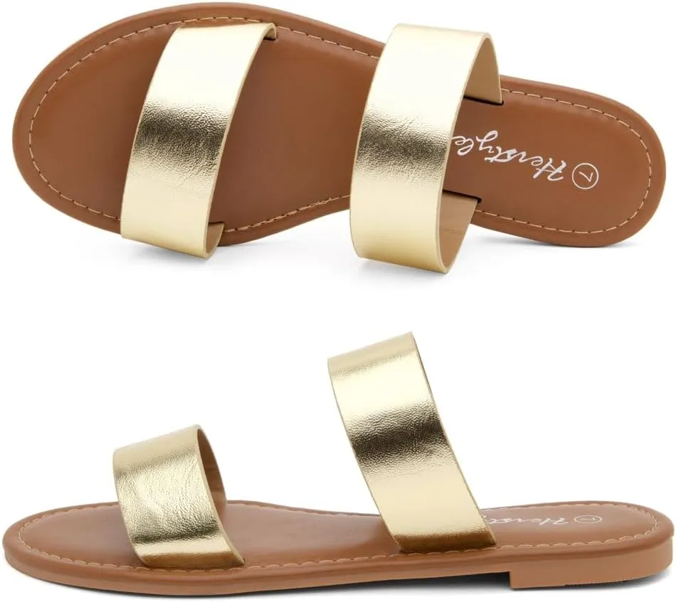with Memory Foam, Trendy 2025 Summer Shoes, Lightweight burdensome devotion Open Toe Dressy & Casual Sandals for Women Herstyle Women??s Flat Sandals ?C Slip-On Double Strap Slides 