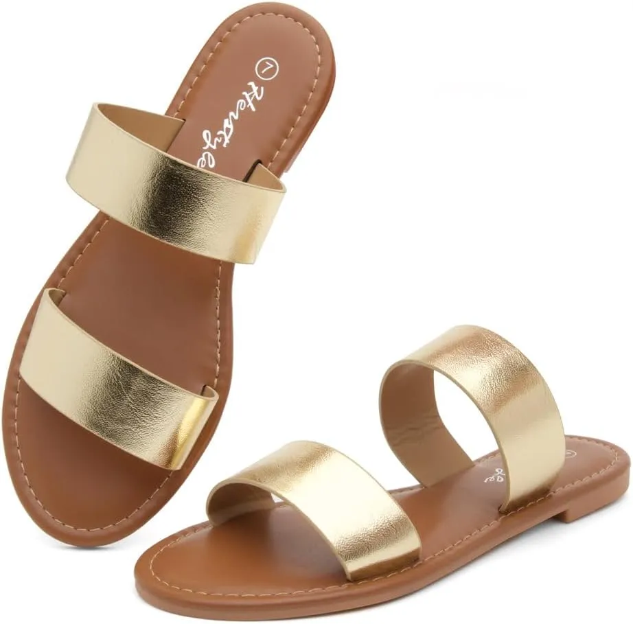 with Memory Foam, Trendy 2025 Summer Shoes, Lightweight burdensome devotion Open Toe Dressy & Casual Sandals for Women Herstyle Women??s Flat Sandals ?C Slip-On Double Strap Slides 
