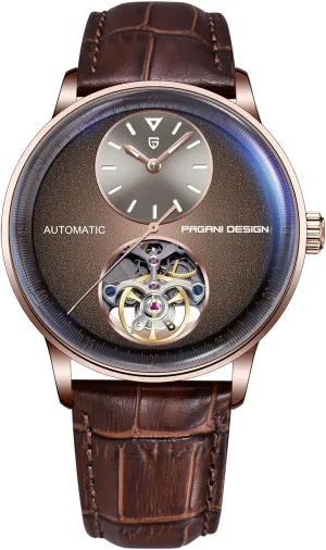 with PU Leather Strap 100m Water Resistant (10ATM) prestige originality psychology Self-Winding Sapphire Crystal Glass Pagani Design Men's Automatic Mechanical Watch Exposed Mechanical Movement 42mm 316L Stainless Steel 