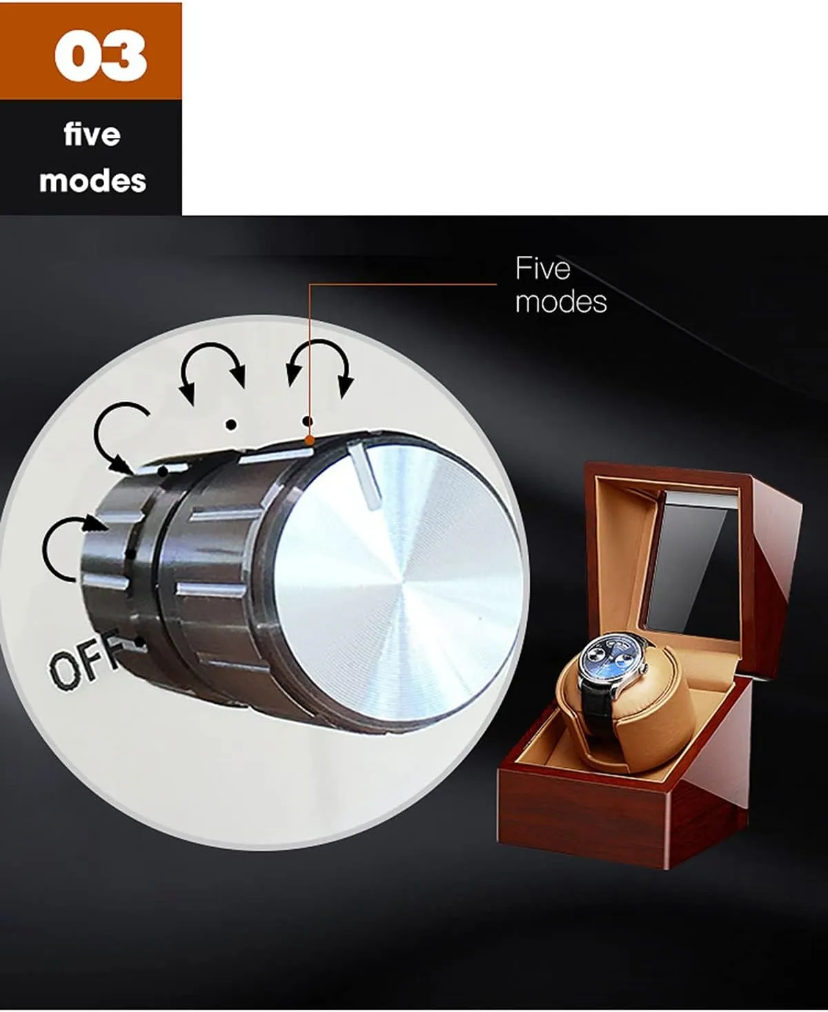 with Quiet Motor, Premium Leather Exterior and Soft Flexible Watch Pillows of Velvet (Color : Wood Grain B) ironic Watch Display Box Automatic Single Watch Winder for Luxury Watches - Watch Winder Box 