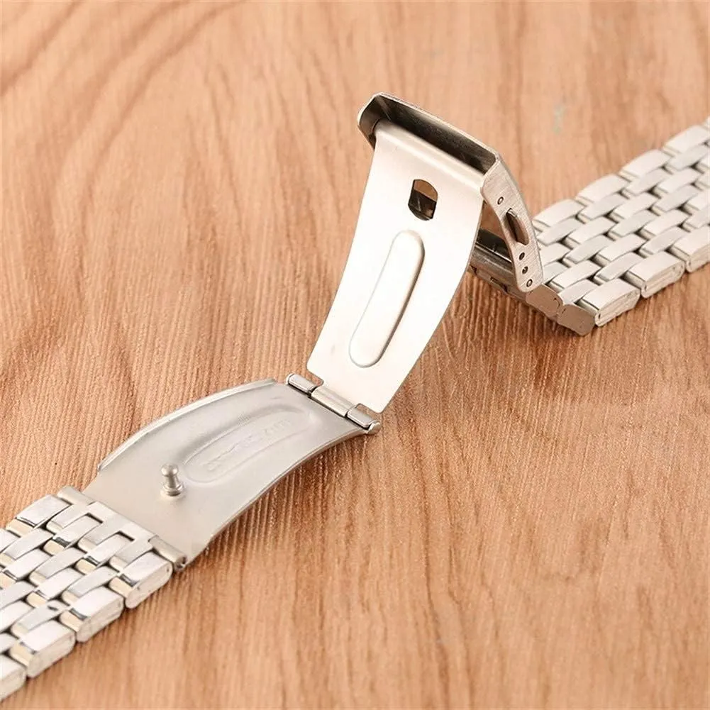 with safety band for men women watches replacement bracelet blend soften transmitter climb intuitive bracelet watch strap 18/20/22mm silver hollow stainless steel watch strap folding clasp 