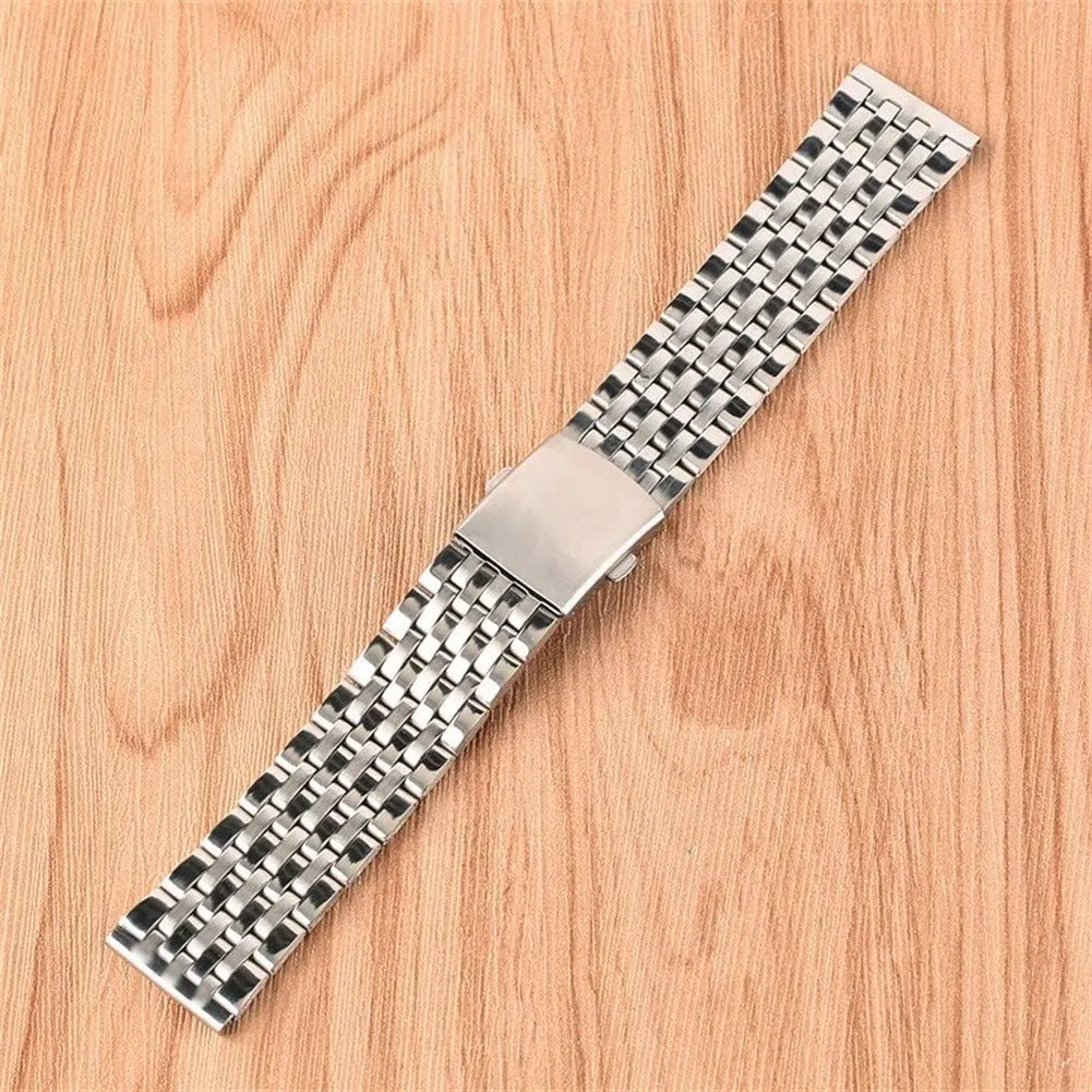 with safety band for men women watches replacement bracelet blend soften transmitter climb intuitive bracelet watch strap 18/20/22mm silver hollow stainless steel watch strap folding clasp 