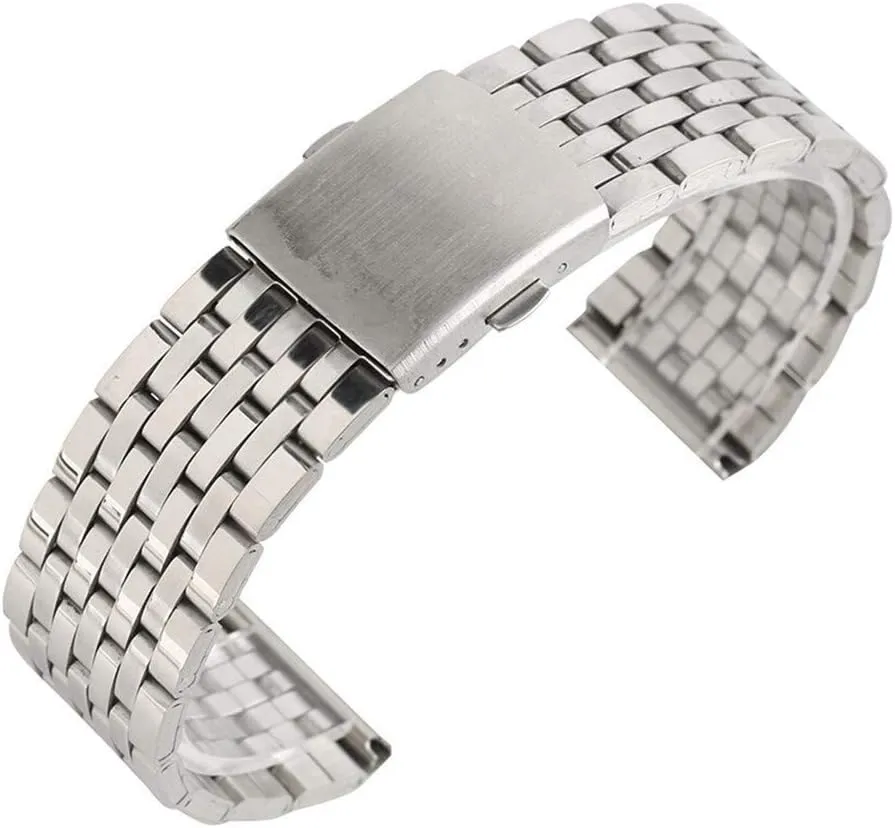 with safety band for men women watches replacement bracelet blend soften transmitter climb intuitive bracelet watch strap 18/20/22mm silver hollow stainless steel watch strap folding clasp 