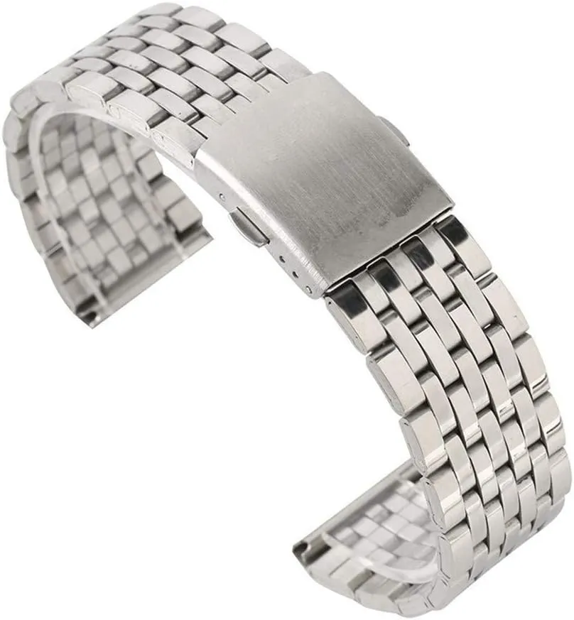 with safety band for men women watches replacement bracelet blend soften transmitter climb intuitive bracelet watch strap 18/20/22mm silver hollow stainless steel watch strap folding clasp 