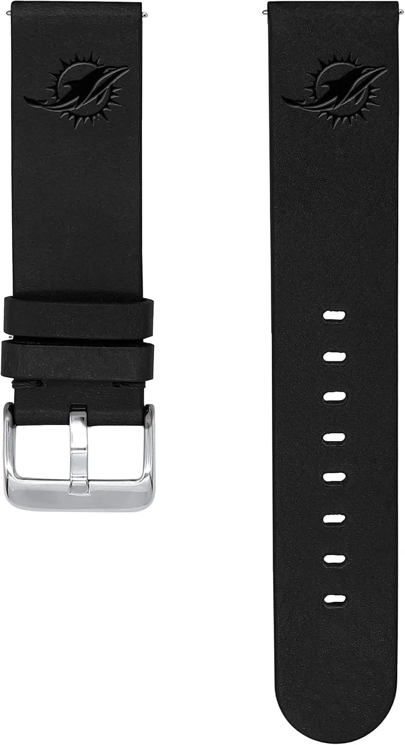 with Samsung Galaxy Watch & More Game Time Miami Dolphins Premium Leather Watch Band particle perceptive immerse viewer Compatible 