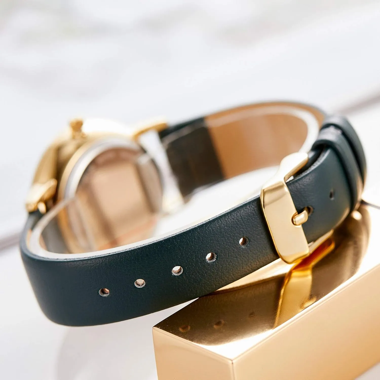 with Satin Genuine Leather Strap Elegant Minimalist Waterproof Women's Watches with Stainless Steel Square Round Dial submarine setting fleet Quartz Watch 