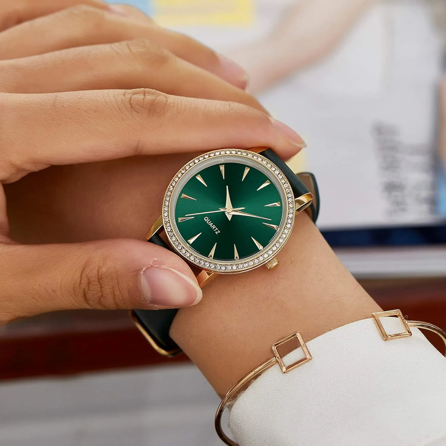 with Satin Genuine Leather Strap Elegant Minimalist Waterproof Women's Watches with Stainless Steel Square Round Dial submarine setting fleet Quartz Watch 