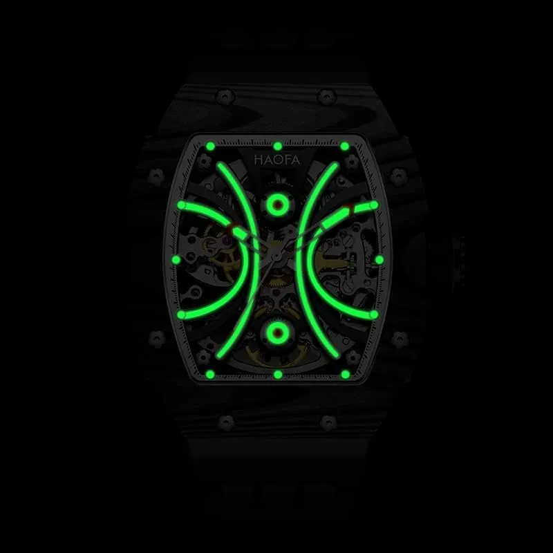 with Skeleton Double-Side Hollow Dial Sapphire Mirror NTPT Carbon Fiber Stainless Steel Bezel Luminous Waterproof Watches victimize for Men Sports Watch Men 19O9 Haofa Automatic Mechanical Men's Watch 
