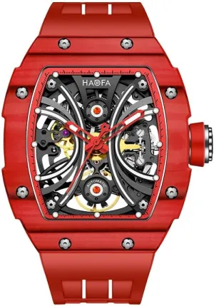 with Skeleton Double-Side Hollow Dial Sapphire Mirror NTPT Carbon Fiber Stainless Steel Bezel Luminous Waterproof Watches victimize for Men Sports Watch Men 19O9 Haofa Automatic Mechanical Men's Watch 