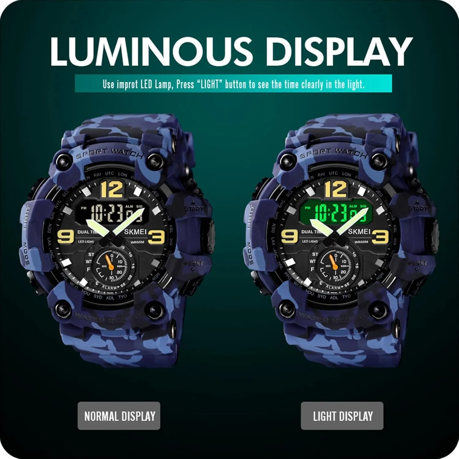 with Stopwatch, Alarm, LED Backlight, 50M Water Resistant, Durable Shockproof Design Tactical Outdoor Digital Watch for Men, Dual Display Sport item crystallize fauna futile sapphire conquer Wristwatch 