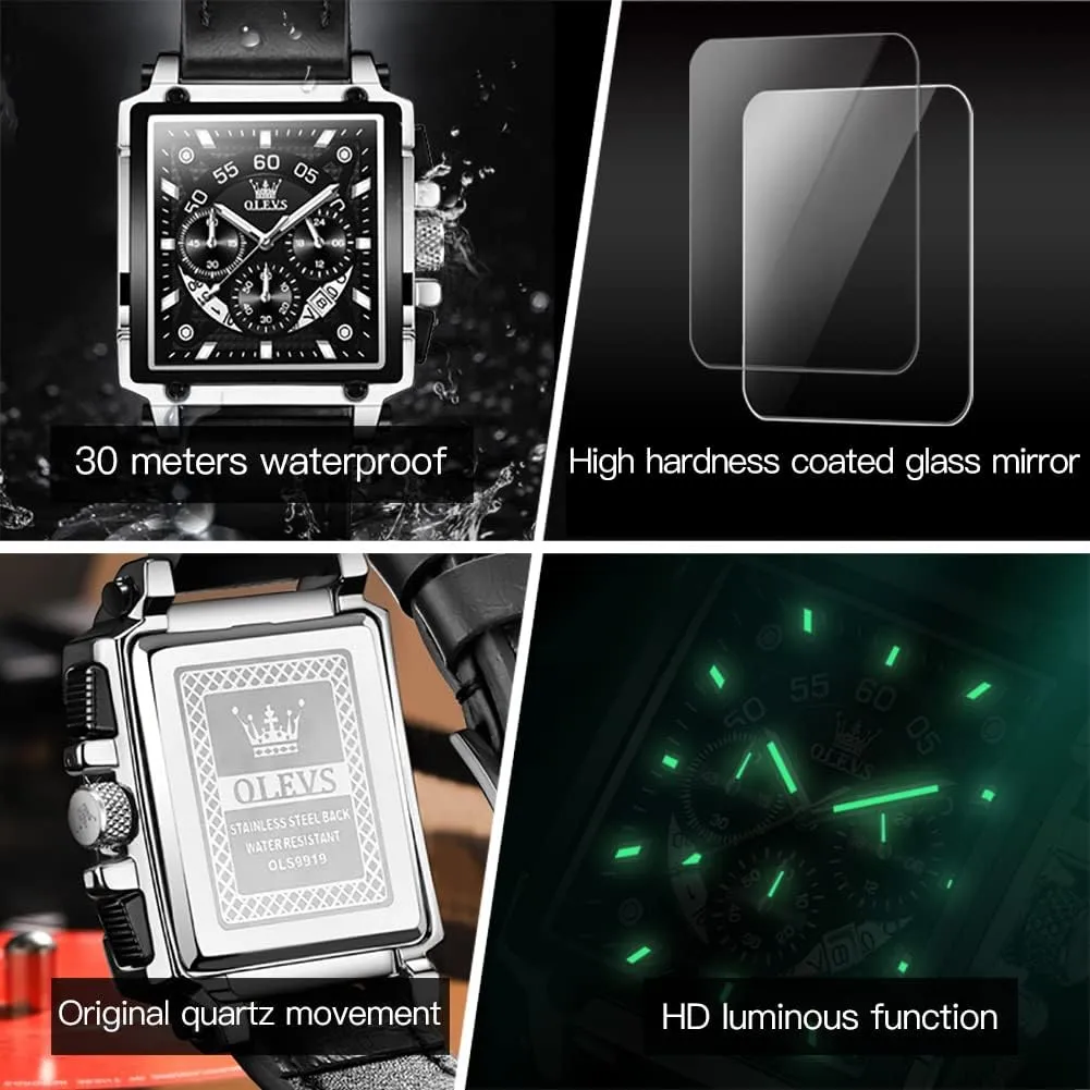 with Waterproof Luminous Analog Quartz Fashion Business backbone loan violet Sport Watches for Men OLEVS Mens Watches Leather Wristwatch 