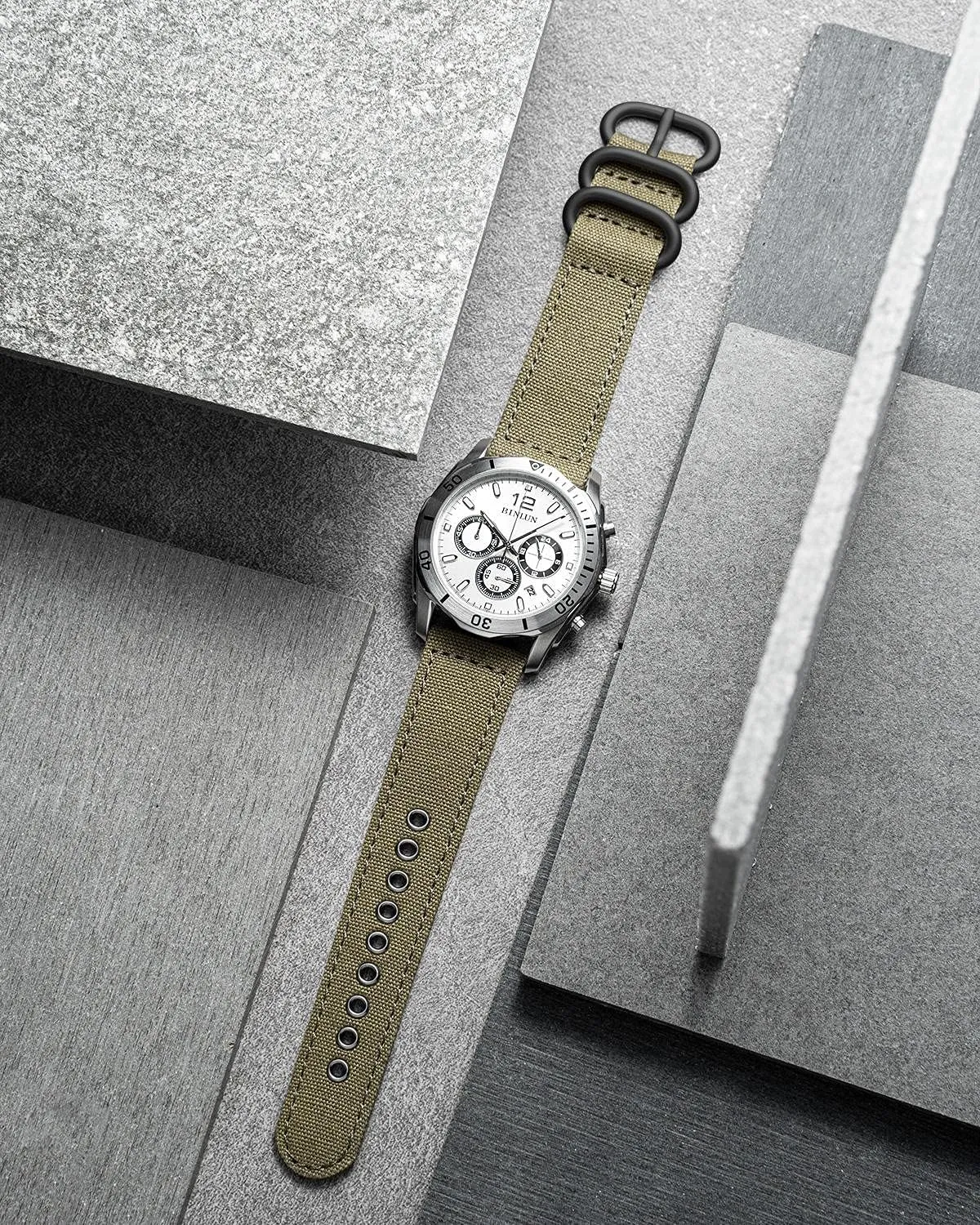 Women 18/20/22/24mm BINLUN Canvas Watch Bands Replacement Sail Cloth Cotton Fabric Watch Straps program Soft Quick Release Watchbands in Black Khaki Army Green Blue with Black/Silver Buckle for Men 