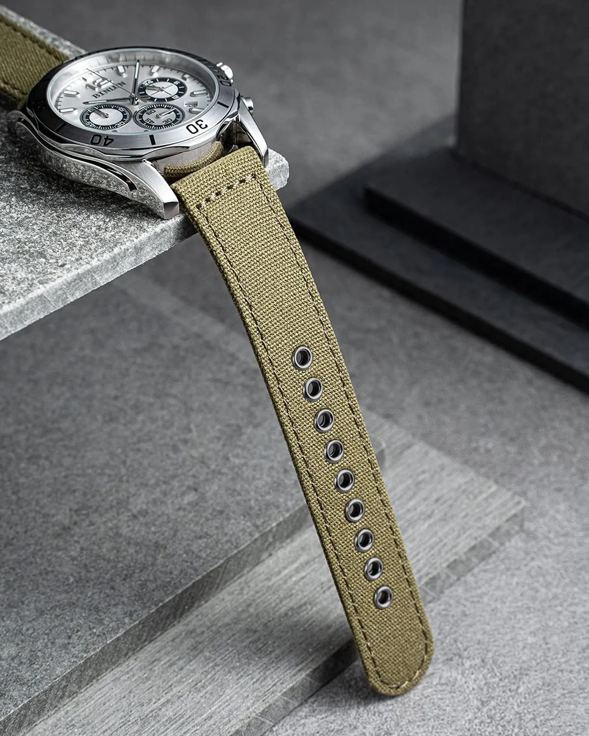 Women 18/20/22/24mm BINLUN Canvas Watch Bands Replacement Sail Cloth Cotton Fabric Watch Straps program Soft Quick Release Watchbands in Black Khaki Army Green Blue with Black/Silver Buckle for Men 