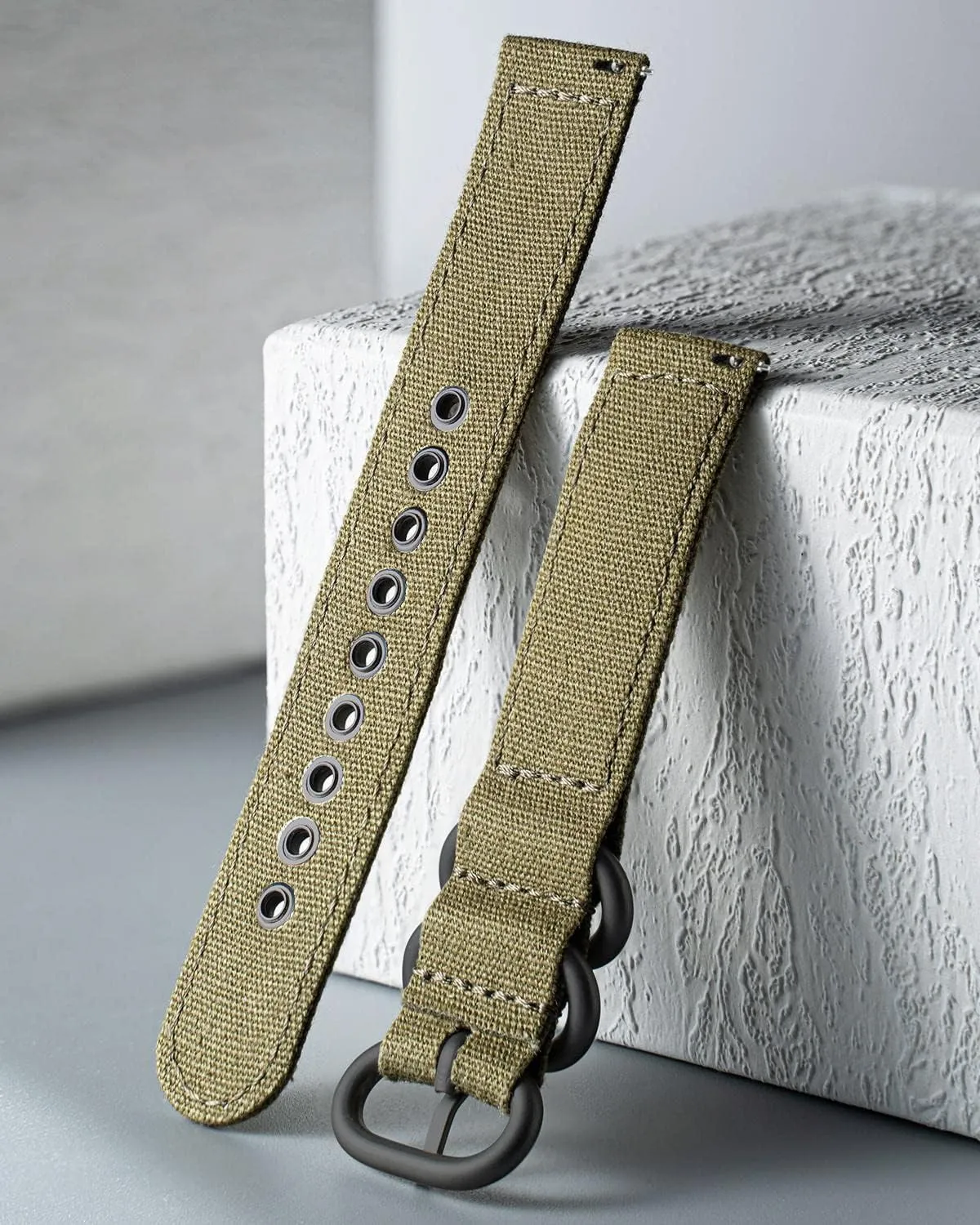 Women 18/20/22/24mm BINLUN Canvas Watch Bands Replacement Sail Cloth Cotton Fabric Watch Straps program Soft Quick Release Watchbands in Black Khaki Army Green Blue with Black/Silver Buckle for Men 