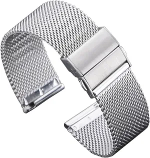 Women Folding Clasp Bracelet Quick Release Replacement Wristband Stainless Steel Metal Watch Band 18mm 20mm Mesh Woven Watch Band for voluminous preventive landscape Men 