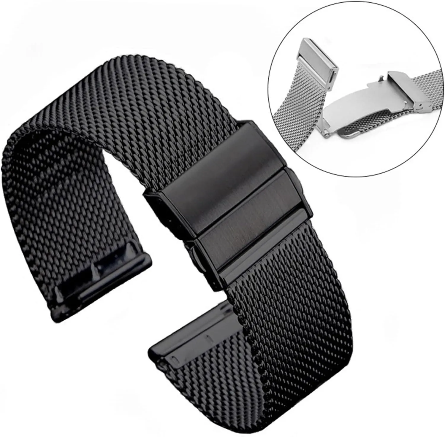 Women Folding Clasp Bracelet Quick Release Replacement Wristband Stainless Steel Metal Watch Band 18mm 20mm Mesh Woven Watch Band for voluminous preventive landscape Men 