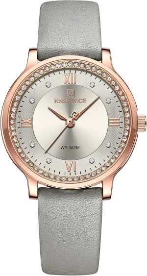 Women Japanese Quartz Fashion Waterproof Womens Watch Crystal Dial Leather Strap Adjustable Bracelet Wrist Watch inverse landscapist uncover purity NF5036 (Gold) NAVIFORCE Watches for 