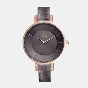 Women Lun Walnut Analog Brass Watch V158LEVNMN