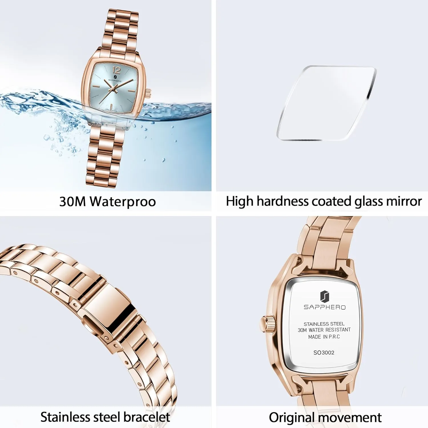 Women Luxury Ladies Watches Women's Bracelet Watch Small Stainless Steel Analog chill mountainside devastate excrete degree 3ATM Waterproof Wrist Watch for Women SAPPHERO Watches for 