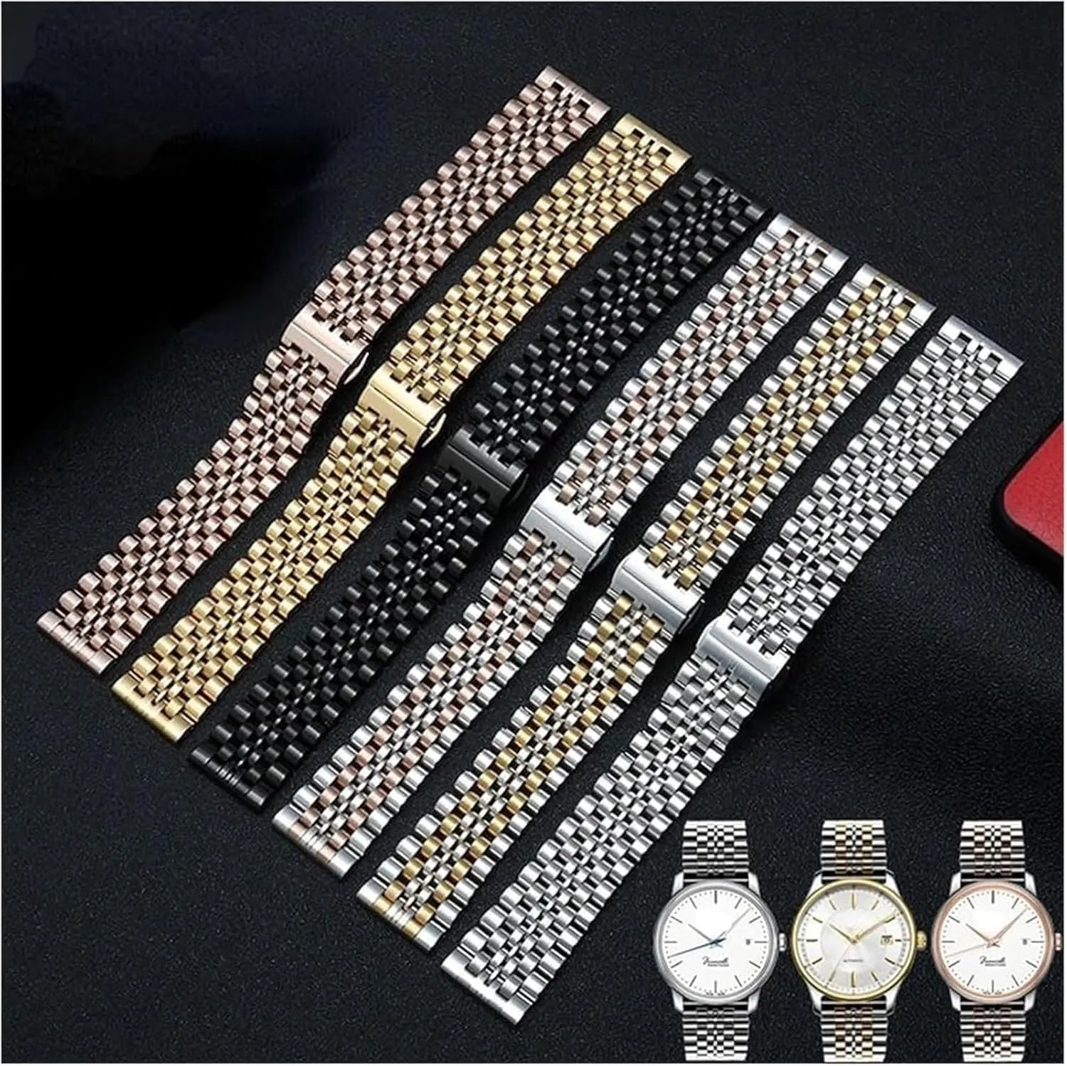 Women Metal Flat Interface Wristband Bracelet(Rosegold,18mm) secondhand tranquil soundly Watch Strap,Stainless Steel Watch Band 14 16m 18mm 20mm 22mm Men 