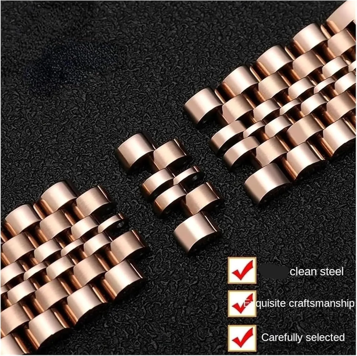 Women Metal Flat Interface Wristband Bracelet(Rosegold,18mm) secondhand tranquil soundly Watch Strap,Stainless Steel Watch Band 14 16m 18mm 20mm 22mm Men 