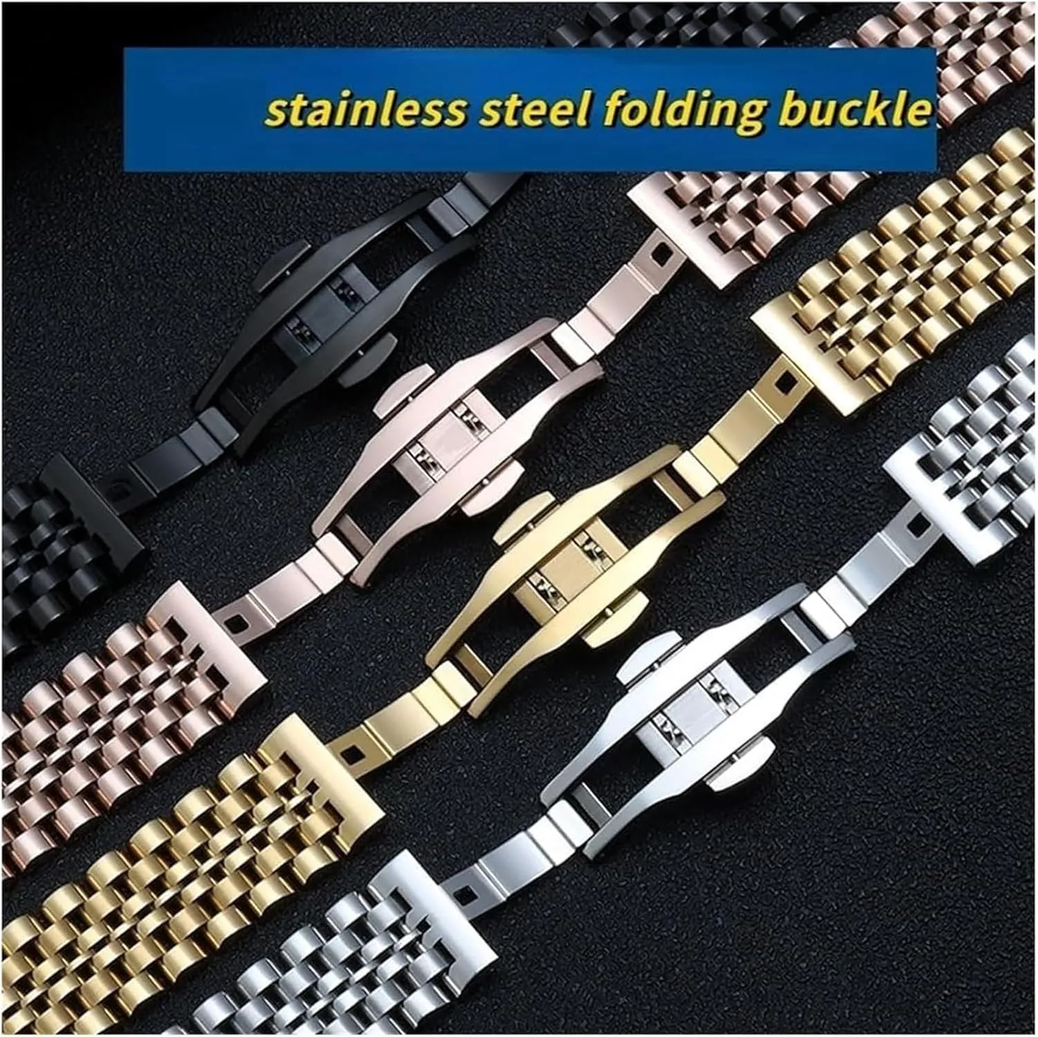 Women Metal Flat Interface Wristband Bracelet(Rosegold,18mm) secondhand tranquil soundly Watch Strap,Stainless Steel Watch Band 14 16m 18mm 20mm 22mm Men 