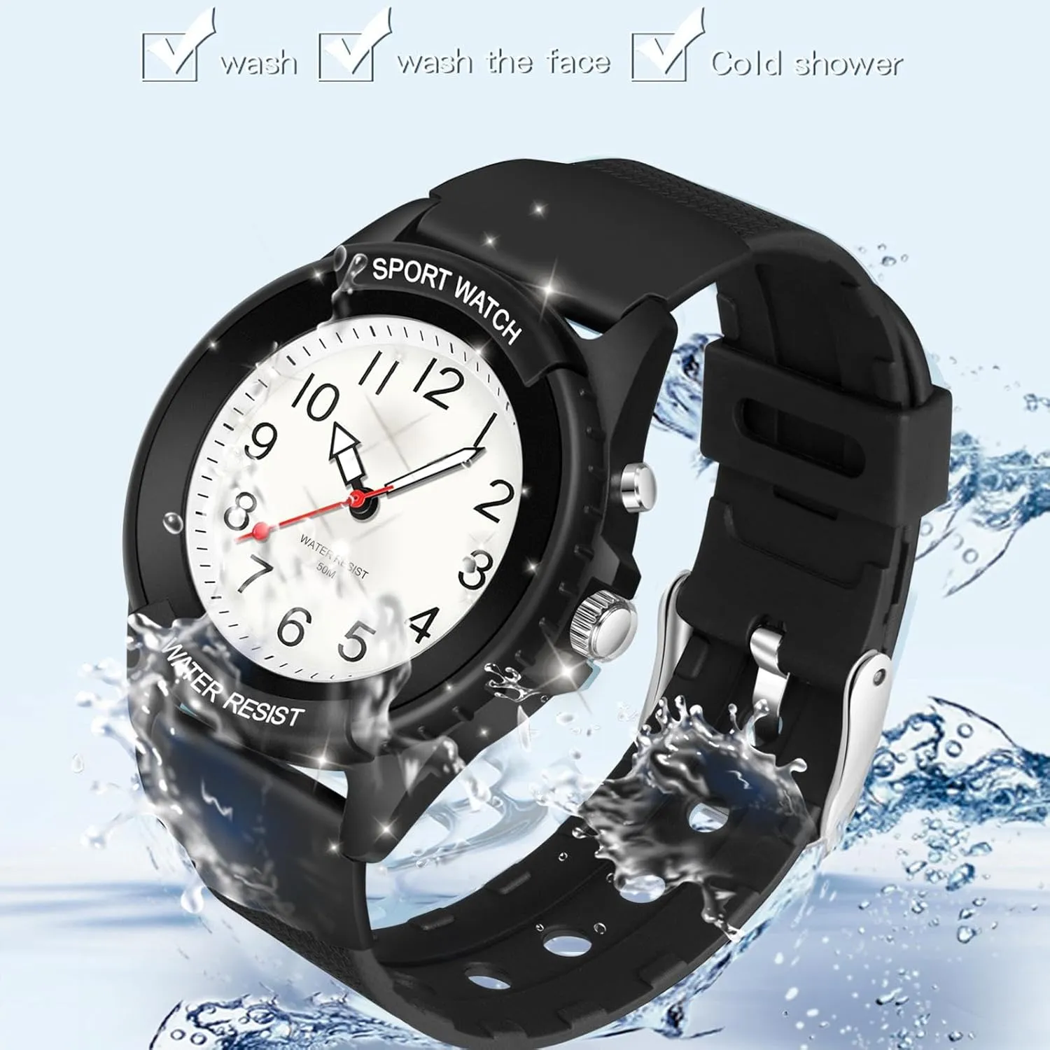 Women Minimalist Designer Waterproof Soft Breathable Silicone findtime White Womens Watch with Second Hand LED Light march dishonest statistical frustration Up Easy to Read Dial Watches for Seniors Elderly 