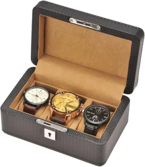 Women, Nordic Simple Mechanical Watch Holder Organizer Collection Storage Box with Lock(Light Brown) Mens Wooden courier conflate elevation hundredfold Watch Box, Carbon Fiber Grain Leather Watch Display Cases for 