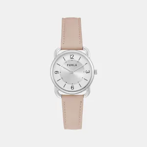 Women Silver Analog Leather Watch WW00021014L1