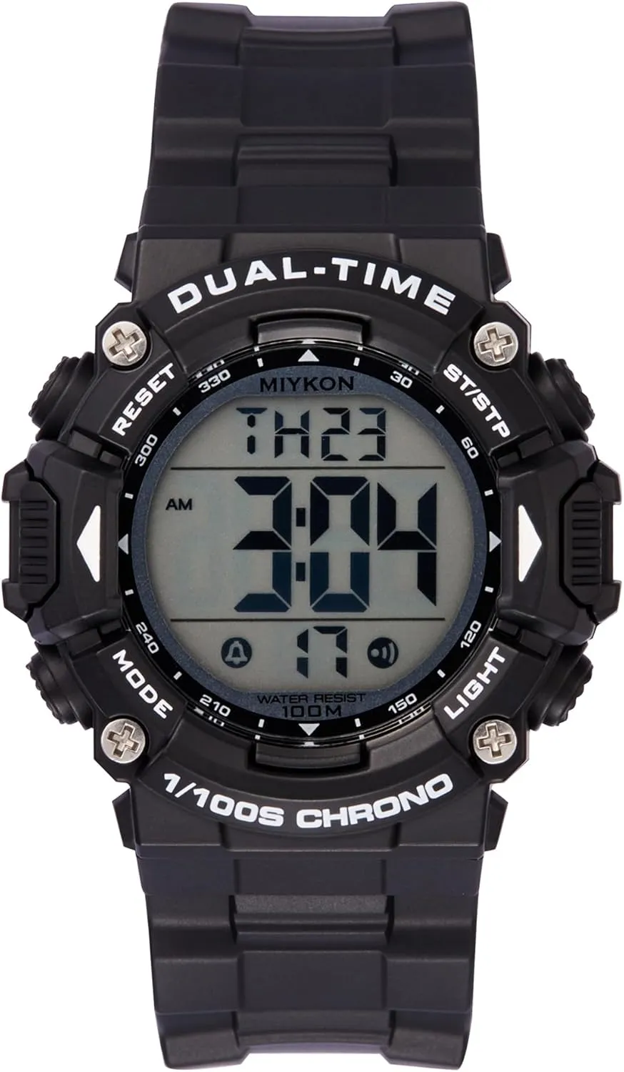 Women | Sports Digital Watch Womens | Lightweight and Shockproof Resin, Super Illuminator, fecund Stopwatch and Timer, Alarm, Dual Time, 24hr Military Time, 100M Water Resistant (Black, 38mm) Miykon Waterproof Watches for 
