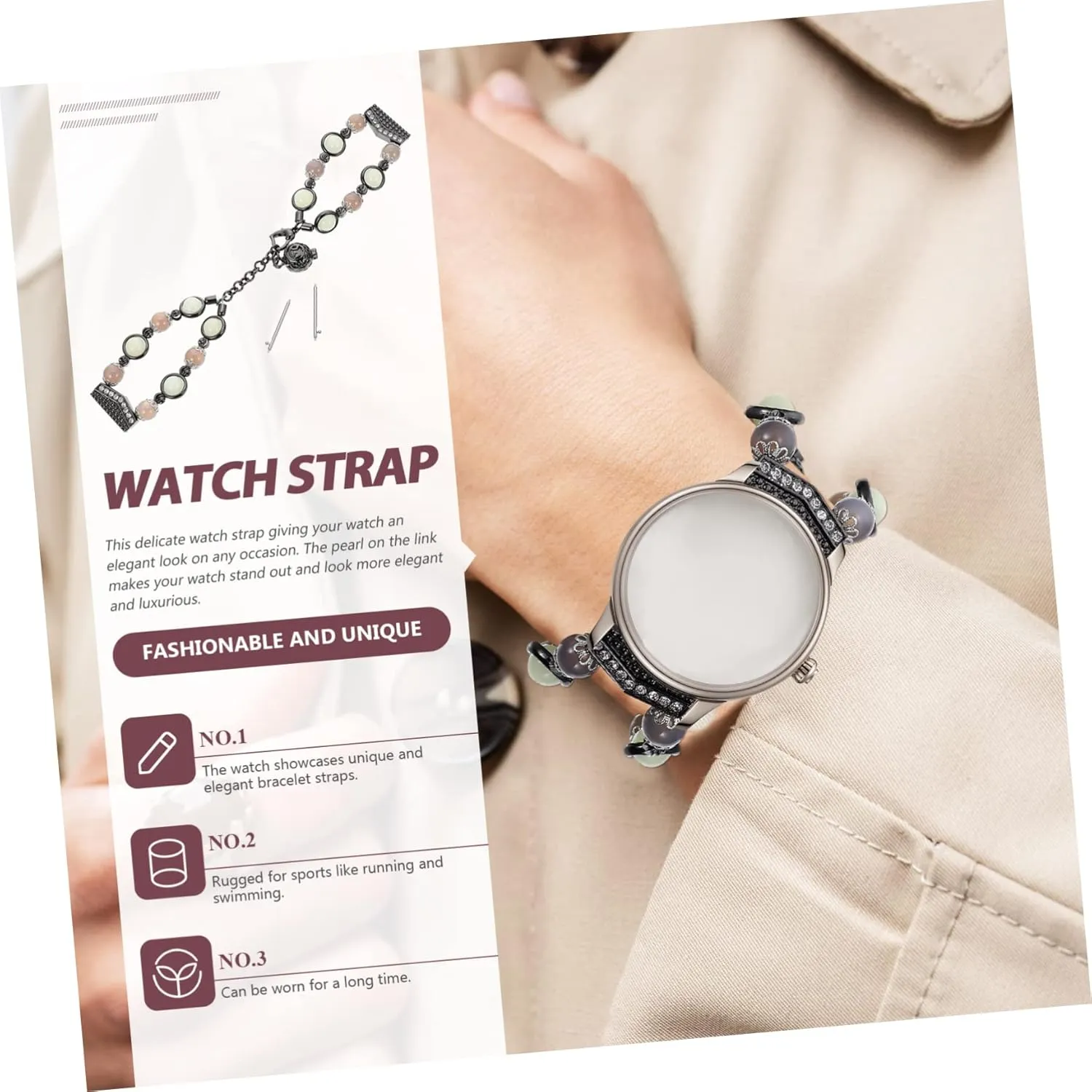 Women Watch Strap Replacement Watch Band Girl Miss Agate DOITOOL Galaxywatch4 Watches Watch Band advertisement for 