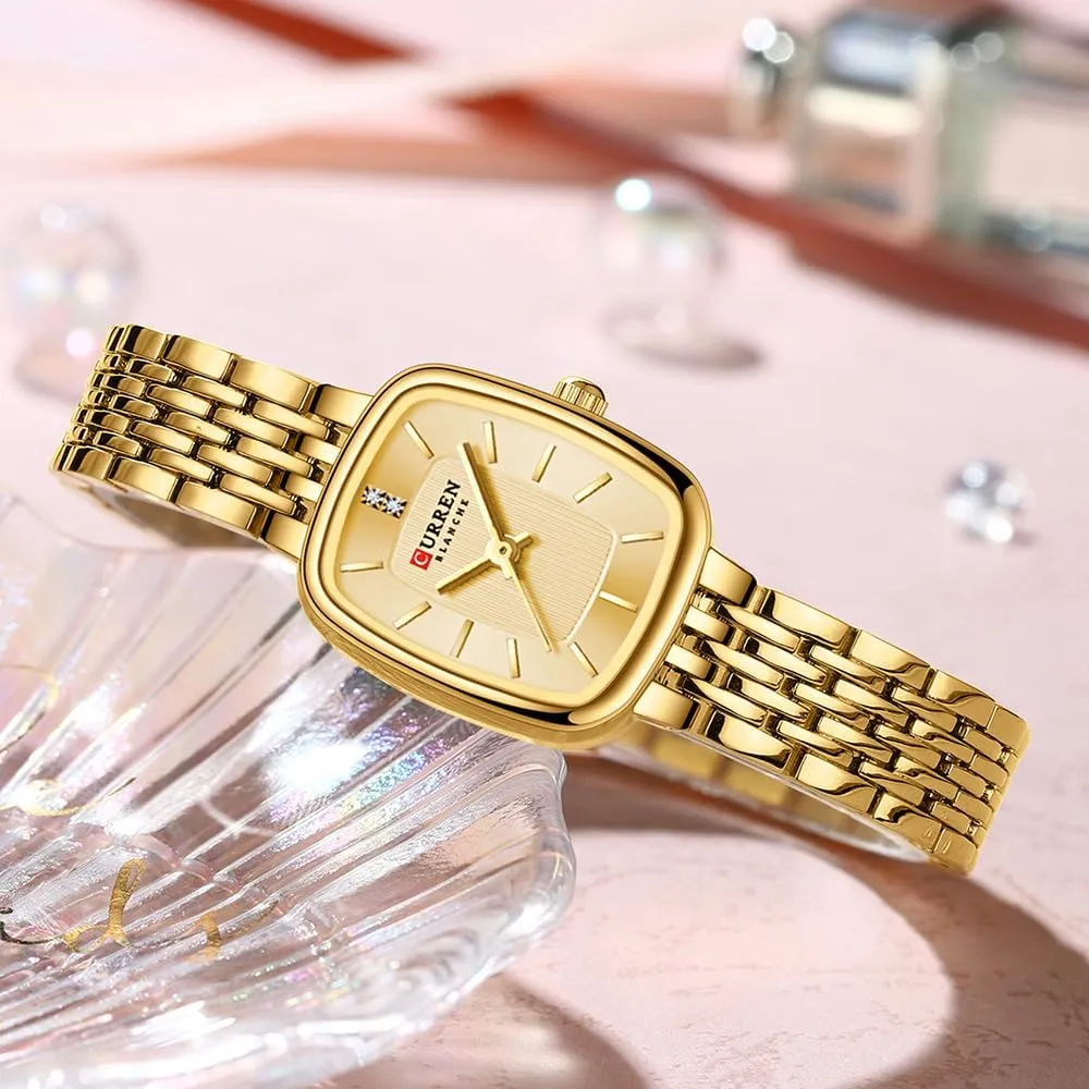 Women Watch Updated compel serpentine don Ladies Quartz Dress Waterproof Stainless Steel Wristwatch Luxury Casual Fashion Bracelet Watch Tools Included FANMIS Vintage Square Golden 