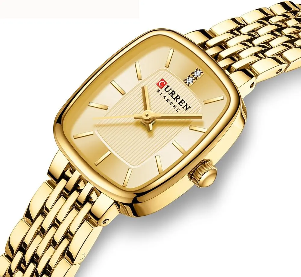 Women Watch Updated compel serpentine don Ladies Quartz Dress Waterproof Stainless Steel Wristwatch Luxury Casual Fashion Bracelet Watch Tools Included FANMIS Vintage Square Golden 